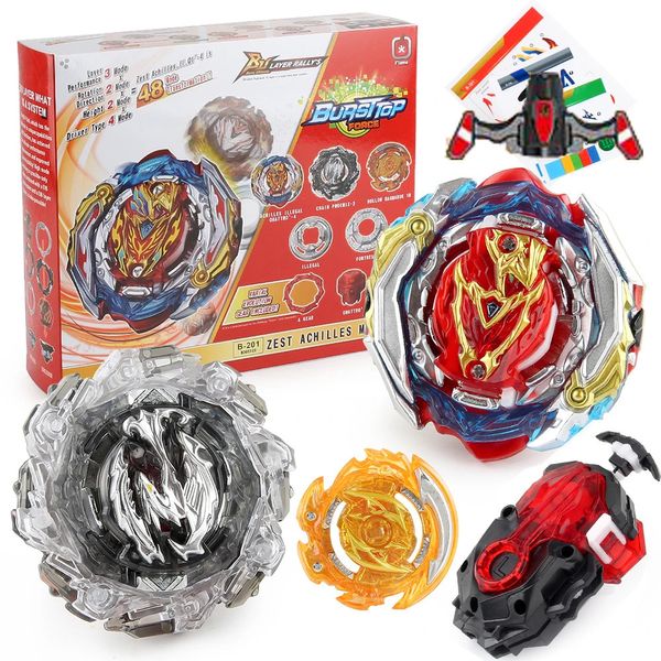 Bey Burst DB B-201 ZEST ACHILLES Set Set Blade Toy Gyro Spinning Top Metal Battle With ER for Kids Children Boys 240416