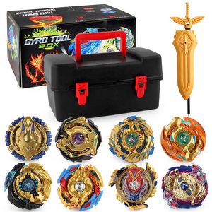 Beyblade Burst Metal Golden 12 pièces/ensemble ensemble gyroscopique jouets pour enfants avec boîte de rangement et lanceur bidirectionnel