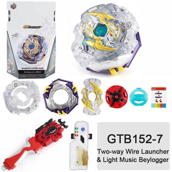 Beyblades Burst con luz y música Beylogger Metal Fusion con regla Lanzador Giroscopio Juguetes para niños B152 Aleación Ensamblar X0528