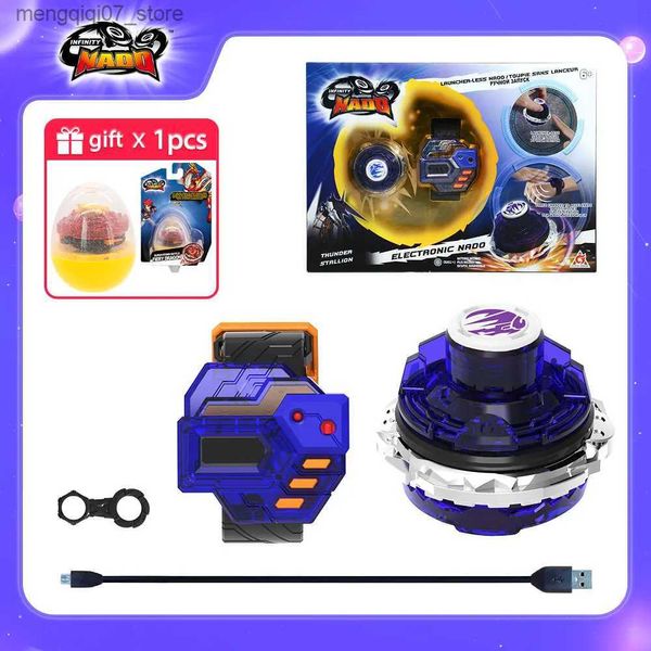 Beyblades Metal Fusion Infinity Nado 3 Electronic Thunder Stallion Skyshatter Fiend Controller Gyro Auto-Spin Spinning Top Niños Anime Juguete L240304