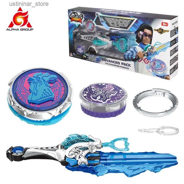 Beyblades Metal Fusion Infinity Nado 6 Advanced Pack - Gold Warrior Phoenix Glowing Spinning Top Gyro avec épée ICON ICON METAL RING TIP Kid Toy L416