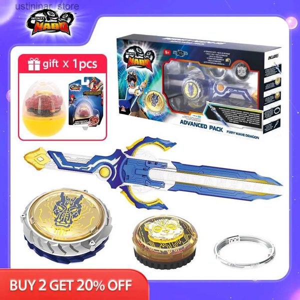 Beyblades Metal Fusion Infinity Nado 6 Advanced Pack-Fury Wave Dragon Metal Ring Tip Spinning Top Gyro avec monstre ICON SWORD LALONDER ANIME KID TOY L416
