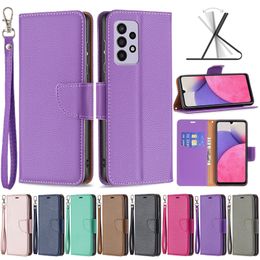 BF Litchi PU lederen portemonnee kaart slot cases met polsriem voor Samsung S22 Ultra A13 4G 5G A33 A53 A73 A03S NOKIA G20 1.4 C1 Plus Huawei P50 pro Xiaomi 12 Redmi Note 11 10