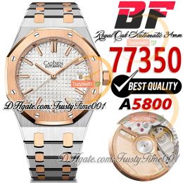 BFF 34 mm 77350 A5800 Montre automatique pour dame 50e anniversaire bicolore or rose cadran texturé blanc bâton bracelet en acier SS Super Edition Wome