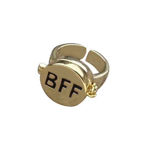 Bagues BFF Plaquées Or Anime Esthétique Couple Mignon Ouverture Pour Toujours Meilleur Ami Bagues Amis Proches Bague Réglable Bijoux Cadeau pour Femmes Filles