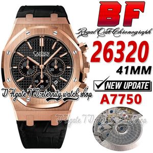 BFF V3 BF26320 Mens Watch Eta A7750 Automatische chronograaf Zwarte textuur Kies Stickers Rose Gold Case Lederen Riem Super Edition Eternity Stopwatch horloges