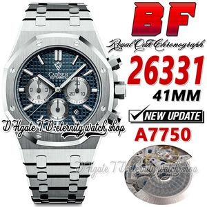 BFF V3 BF26331 Mens Watch Eta A7750 Automatische chronograaf Blue Texture Dial Silver Subdial Stick Markers Roestvrijstalen armband Super Edition Eternity Watches