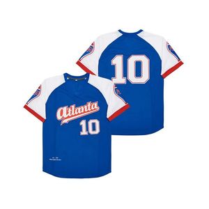 BG Baseball Jersey Atlanta Black Crackers Pullover 10 maillots Couture de broderie de haute qualité Sports Bleu extérieur 240518