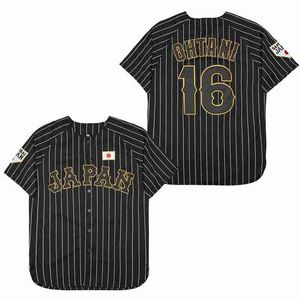 BG Baseball Jersey Japón 16 Jerseys de Ohtani Coser Bordado de alta calidad Sports Outdoor Black White Stripe World 240412