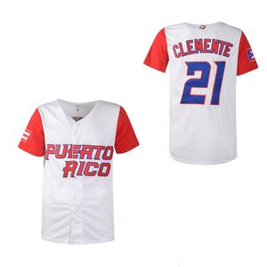 Maillot de baseball BG Porto Rico 21 maillots couture broderie haute qualité sport extérieur blanc monde 240228