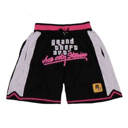 Short de basket BG GTA VICE broderie couture poche zippée sport de plein air grande taille divers styles noir sandbeach shortsk81