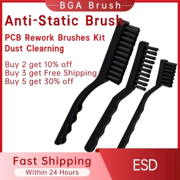 BGA Antistatic Brush Brush Electronic Antistatic Hair Brush PCB re-Work Brosses Kit ESD Anti static Dust Elaignant pour les outils à main PC