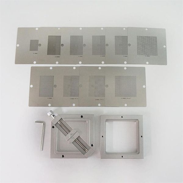 Estación de recarga BGA Kit de plata Accesorios de soldadura 90 90 mm 90x90 mm HT-90 con 10 PCS BGA Universal Stencil226B