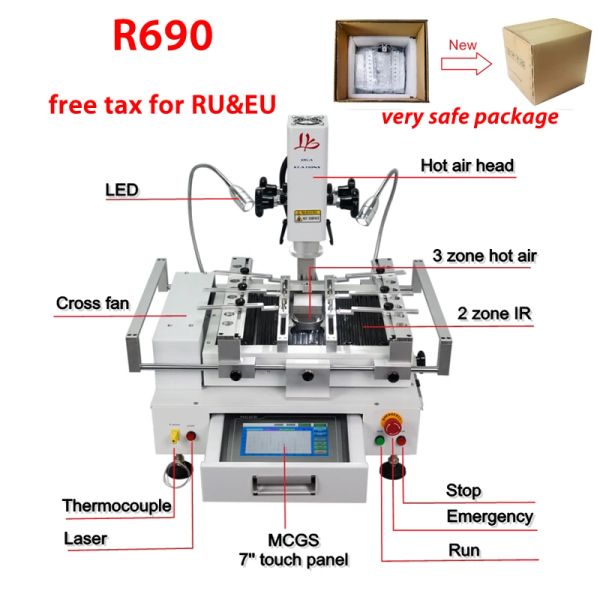 Station de retouche BGA LY R690 V.3, 3 Zones, écran tactile à Air chaud avec Point Laser, zone de travail IR 4300W 350x250mm