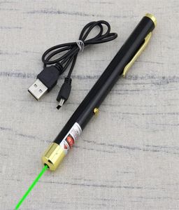 BGD 532NM Green Laser Pointer Pen Builtin Batería recargable USB Puntero Lazer para Office y Teaching336D9233350