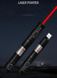 BGD6 650 NM Red Laser Pointer Pen Built Battery RECHARGable Charge USB pour bureau et enseignement2406408