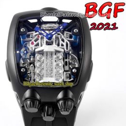 BGF 2021 Derniers produits Moteur 16 cylindres super fonctionnel Cadran noir EPIC X CHRONO CAL V16 Montre automatique pour homme Boîtier noir eternit270m