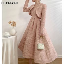 BGTEEVER – ensemble de robe ample et élégante pour femme, veste courte sans manches, costumes d'automne Aline, 240108