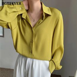 BGTEEVER, Blusas de oficina para Mujer a rayas, Tops, camisas holgadas de manga larga, Blusas elegantes de primavera para Mujer 240102