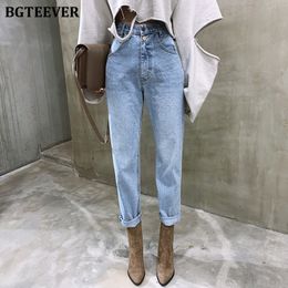 BGTEEVER Vintage taille haute jean droit pantalon pour femmes Streetwear lâche femme Denim jean boutons fermeture éclair dames pantalon 220526