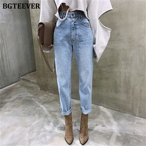 BGTEEVER-pantalones vaqueros rectos de cintura alta para mujer, ropa de calle, pantalones vaqueros holgados con botones y cremallera para mujer 220714