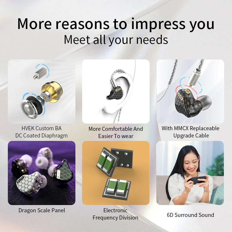 BGVP Scale Pro Wired Best in Ear Hifi Earphone Monitor 1DD + 1BA Hybrid Barvers Passphone مع كابل صوت قابل للفصل MIC