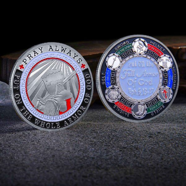 BHealthLife Pray Always Challenge Coin Ponte toda la armadura de God Knight Templar Coin