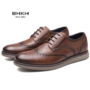 Bhkh zapatos de vestido de cuero genuino hombres cómodos de trabajo de trabajo de negocios informales laceup 240407