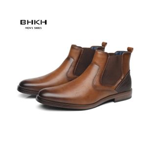 BHKH Mannen Chelsea Laarzen Winter Mannen Laarzen Zacht Leer Elastische Band Enkellaarsjes Smart Formele Zakelijke Jurk schoenen Man S 240118