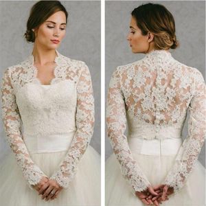 BHLDN 2019 Mariage Wrap Dentelle Veste Blanc Ivoire Appliqued Pas Cher À Manches Longues Veste De Mariée Boléro Haussement D'épaules Grande Taille Robe De Mariée Wra335E