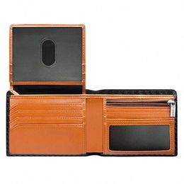 Cartera plegable delgada y sencilla de fibra de carbono, Color contrastante, bloqueo RFID, monedero de cuero con cremallera, billetera para hombre T1D5 #