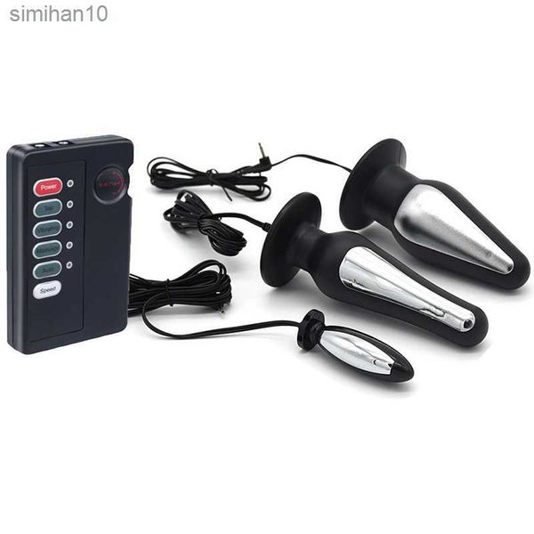 Bi-Polar Electro Shock Anal Massager Butt Plug Prostate G Spot Stimulation Électrique Vaginale Médical Thème Produits Sexuels Anal Toy L230518