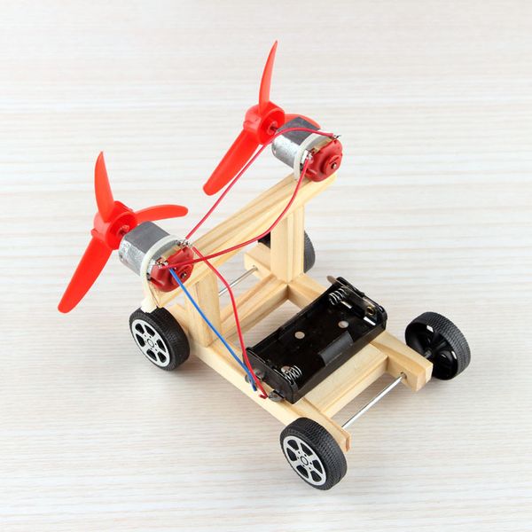 Technologie de puzzle de course de vent bi-aile bricolage petit paquet de matériel de production assemblé à la main jouets éducatifs assemblés pour enfants Science