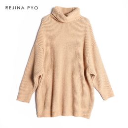 Biaoruina 15 kleur vrouwen mode solide casual gebreide trui vrouwelijke turtleneck oversized pullover dames elegante losse trui LJ200815