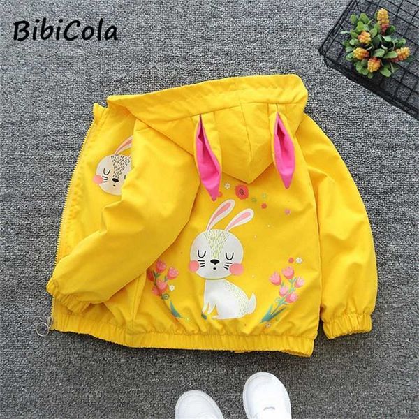 BibiCola niñas chaquetas otoño primavera niños abrigo con capucha flor bordado niños ropa de abrigo para pequeños trajes 211011