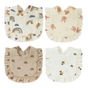 Bibs Burp Tissu 25 Couleurs Corée Baby Nourching Babinage Bib plissé de fleur Salive Coton Vêtements Coton Convient aux nouveau-nés et aux jeunes enfants D240513