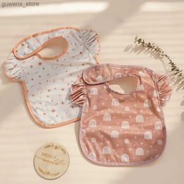 BIBS BURP Doeken 2PSC Set schattig bloemontwerp baby kwijl Bibs waterdichte babyvoeding slabbetjes met magische tape Y240415Y240417PKKJJ