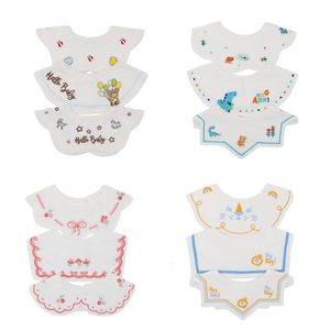 Bibs Burp Doeken 3 Buah Set 360 Memutar Air Liur Makan Bayi Celemek Kerah DeKorasi Bordir Handuk Katun Anti Noda Kain Sendawa D08C 230516