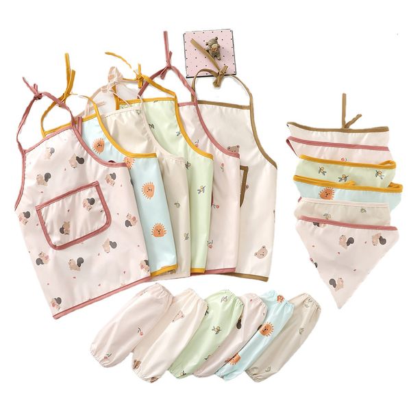 Bavoirs Burp Cloths 3Pcs Bébé Enfants Toddler Imperméable et Résistant Aux Taches Tablier Bandana Manches Art Smock Alimentation Bavoir Accessoires 6 36 Mois 230720