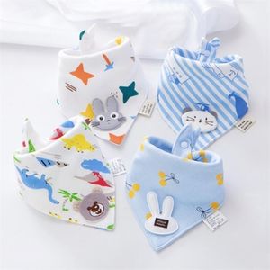 Bavoirs Burp Chiffons 4 Pièces Bavoirs Bébé Coton Triangle Double Bande Dessinée Serviette De Salive Bébé Garçons Filles Tablier D'alimentation Bandana Bavoirs Né Accessoires 220830