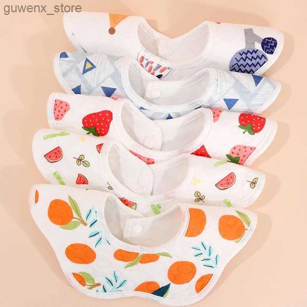 Bibs Burp Tissu 5pcs Cotton Baby Bibs Imprimer Saliva serviette nouveau-née Nou Brot Cotons Bandana Scarpe pour garçons Girl Feeding Babonde Y240415Y240417WF4W