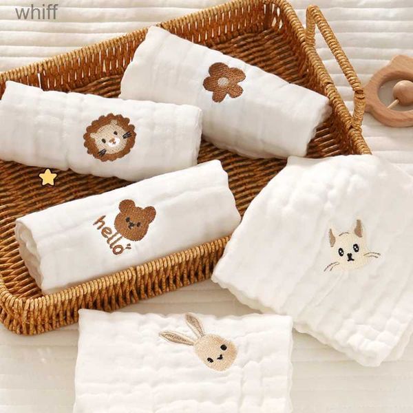 Bavoirs Burp Cloths 6 couches de coton broderie bébé salive serviettes main visage lingettes nouveau-né bavoir enfants mouchoir enfant en bas âge doux gant de toilette Burp ClothL231108