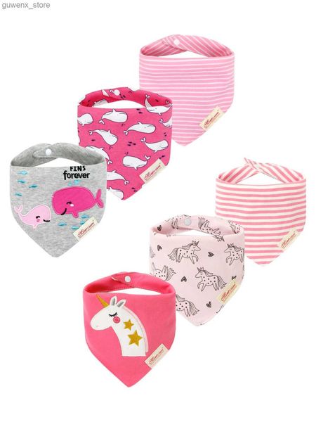 Bibs Burp Tissu 6 PCS de Baby Girl Nowing Bib en coton serviette d'eau à double couche Double et confortable Taille réglable SCCESSORIES Y240412