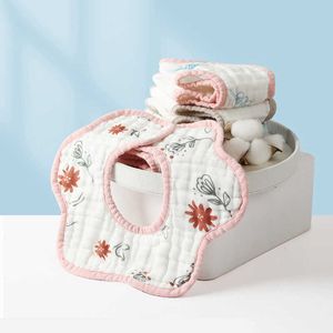 Slabbetjes Spuugdoekjes 8-laags puur katoen hoogglans bloemen Speeksel handdoek 360 graden leuke print pasgeboren babyvoeding slabbetje G220605