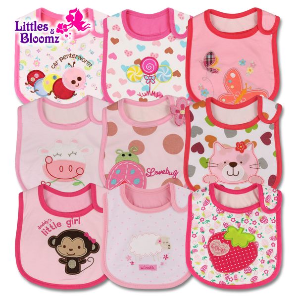 Bavoirs Burp chiffons 9 pièces/ensemble bébé fille garçon alimentation tablier imperméable serviette de bande dessinée enfants enfant en bas âge dîner baberos Bandanas 221203