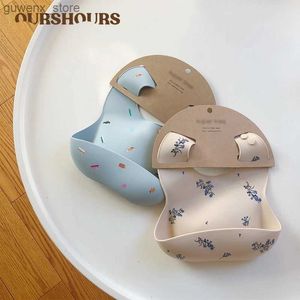 Bibs Burp Cloths Baby Bib ins Style imprimé imperméable Solicone Silicone Baby Feeding Articles mignons Modèles pour enfants filles garçons et jeunes enfants A réglable Y240412