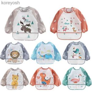 Bavoirs Bavoirs pour bébé Nouveaux enfants mignons Articles pour bébés Enfant en bas âge Imperméable à manches longues Art Smock Tablier à bavoir d'alimentation pour enfants de 0 à 6 ans L231125