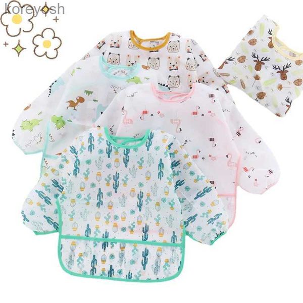 Bavoirs Bavoirs en Silicone pour bébé de 0 à 6 ans, bavoirs doux, vêtements mignons pour tout-petits, tablier imperméable sans BPA à manches longues L231125