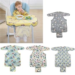 Slabbetjes bobs born bib bib coverall met lange mouwen met tafelkleed deksel baby eetstoel jurk waterdichte speeksel handdoekschort voedsel voedsel voeding 230818