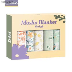 Bibs Burp Cloths Elinfant 5pcs Gift Set Bamboo Cotton Muslin Bib Burp Cloth 100% Cotton 60*60cm 2 Layers Baby Scarf HandkerchiefL231125